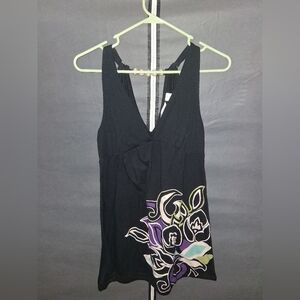 Black V-Neck Maxi Dress with Floral Print